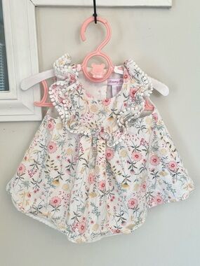 Tommy Bahama Baby Girls Floral Ruffle Tunic Dress Set Cotton Size 3-6 Months